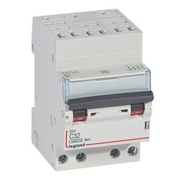 Legrand - Disjoncteur DX³4500 6kA arrivée haute bornes auto sortie basse bornes vis - tétra 32A courbe C - 3 mod - Réf : 406922