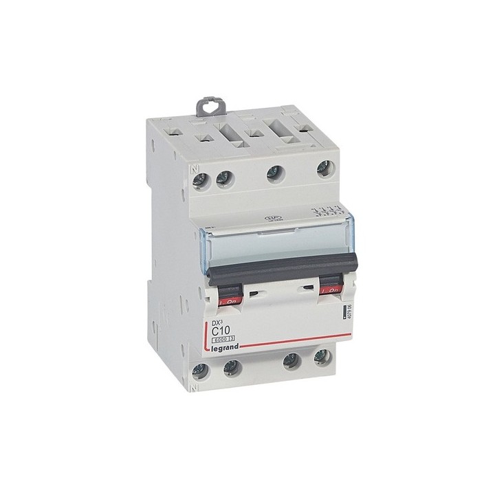 Legrand - Disjoncteur DX³6000 10kA arrivée haute départ bas à vis 4P - 10A - courbe C - pour peigne HX³ optimisé - Réf : 407906