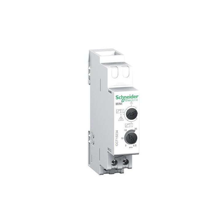 Schneider - Acti9 MINt - minuterie 30s..20mn/1h - contact 16A/230Vca - marche auto - Réf : CCT15234