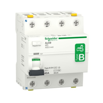 Schneider - Acti9 iID - interrupteur différentiel - 4P - 40A - 30mA - type B - EV - 400V - Réf : A9Z51440