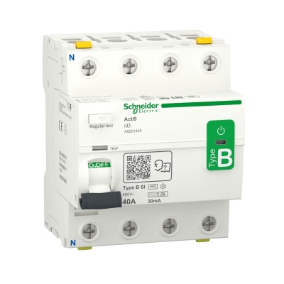 Schneider - Acti9 iID - interrupteur différentiel - 4P - 40A - 30mA - type B - SI - 400V - Réf : A9Z61440