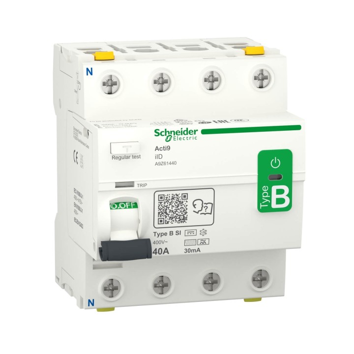 Schneider - Acti9 iID - interrupteur différentiel - 4P - 40A - 30mA - type B - SI - 400V - Réf : A9Z61440
