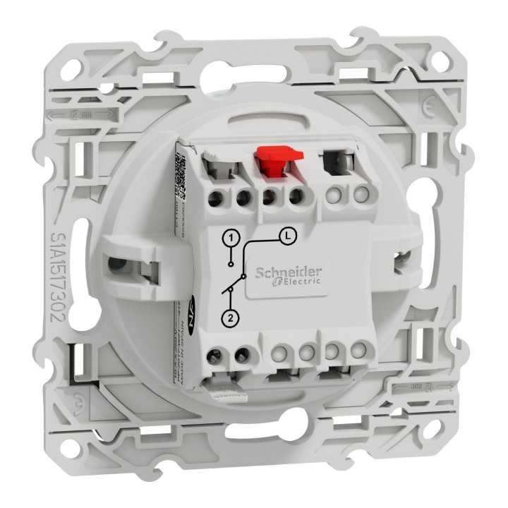 Schneider - Odace - inter lumineux - blanc Recyclé 10A à vis LED orange 1,5mA local/temoin - Réf : S510263