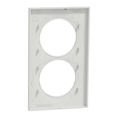 Schneider - Odace Styl - plaque - blanc - 2 postes verticaux entraxe 57mm - Réf : S520714
