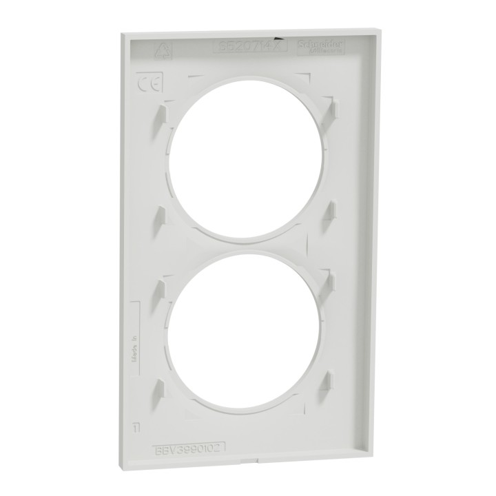 Schneider - Odace Styl - plaque - blanc - 2 postes verticaux entraxe 57mm - Réf : S520714