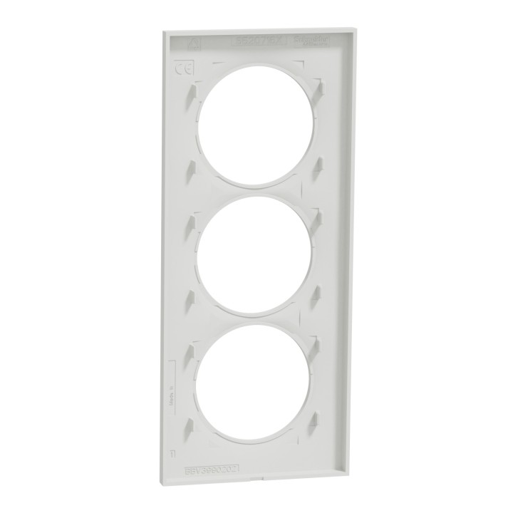 Schneider - Odace Styl - plaque - blanc - 3 postes verticaux entraxe 57mm - Réf : S520716