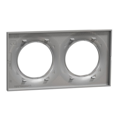Schneider - Odace Styl - plaque aluminium - 2 postes horiz./vert. entraxe 71mm - Réf : S520704E