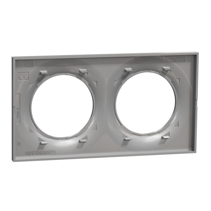 Schneider - Odace Styl - plaque aluminium - 2 postes horiz./vert. entraxe 71mm - Réf : S520704E