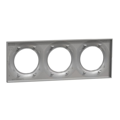 Schneider - Odace Styl - plaque aluminium - 3 postes horiz./vert. entraxe 71mm - Réf : S520706E