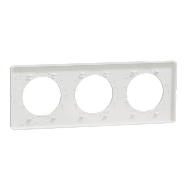 Schneider - Odace Touch - plaque - blanc 3 postes horiz. ou vert. entraxe 71mm - Réf : S520806