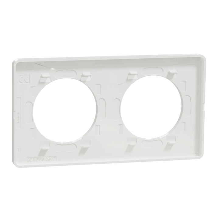 Schneider - Odace Touch - plaque - blanc 2 postes horiz. ou vert. entraxe 71mm - Réf : S520804