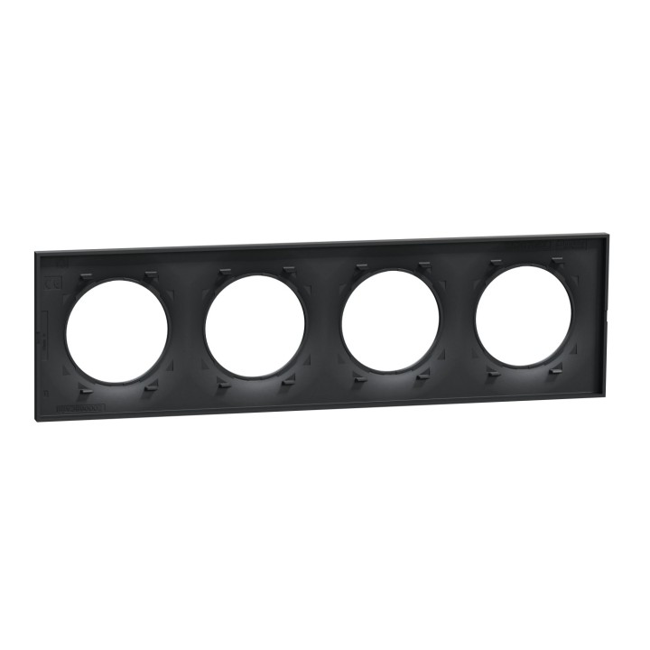 Schneider - Odace Styl - plaque anthracite - 4 postes horiz./vert. entraxe 71mm - Réf : S540708