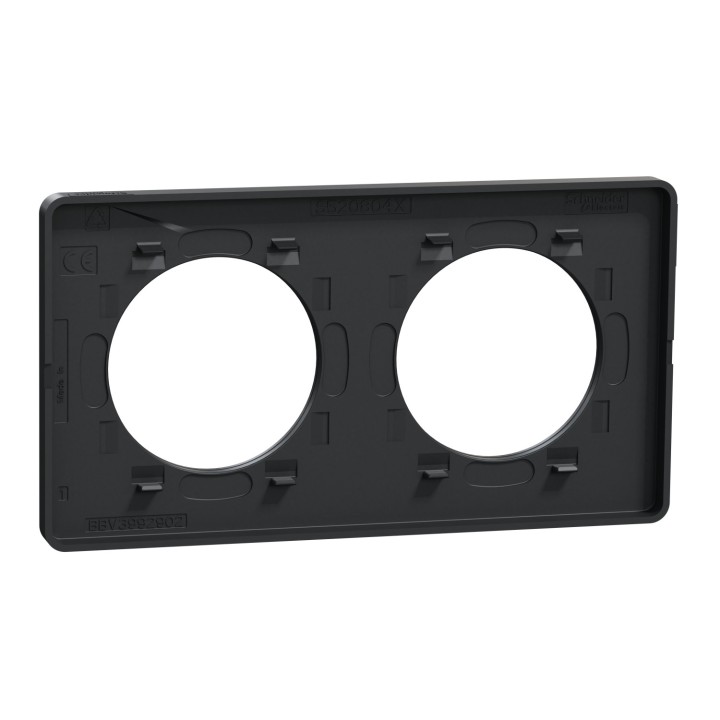 Schneider - Odace Touch - plaque anthracite - 2 postes - horiz. ou vert. - entraxe 71mm - Réf : S540804