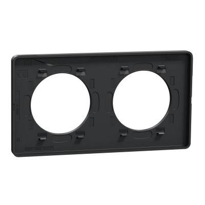 Schneider - Odace Touch - plaque aluminium brossé - liseré anth. - 2 post. horiz./vert. 71mm - Réf : S540804J