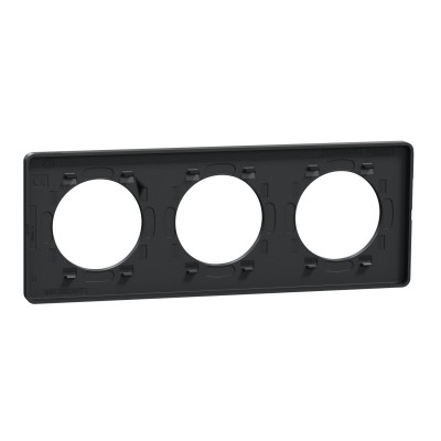 Schneider - Odace Touch - plaque aluminium brossé liseré anth. - 3 postes horiz./vert. 71mm - Réf : S540806J