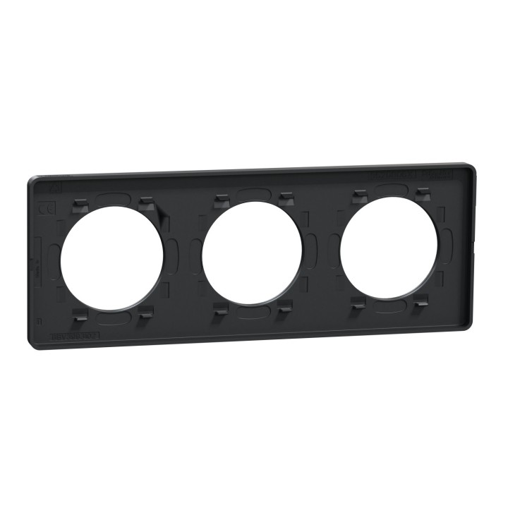 Schneider - Odace Touch - plaque aluminium brossé liseré anth. - 3 postes horiz./vert. 71mm - Réf : S540806J