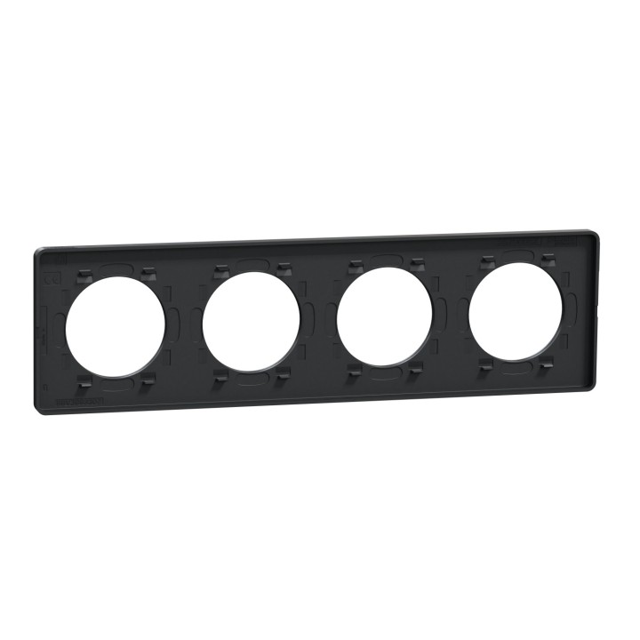 Schneider - Odace Touch - plaque anthracite - 4 postes - horiz. ou vert. - entraxe 71mm - Réf : S540808
