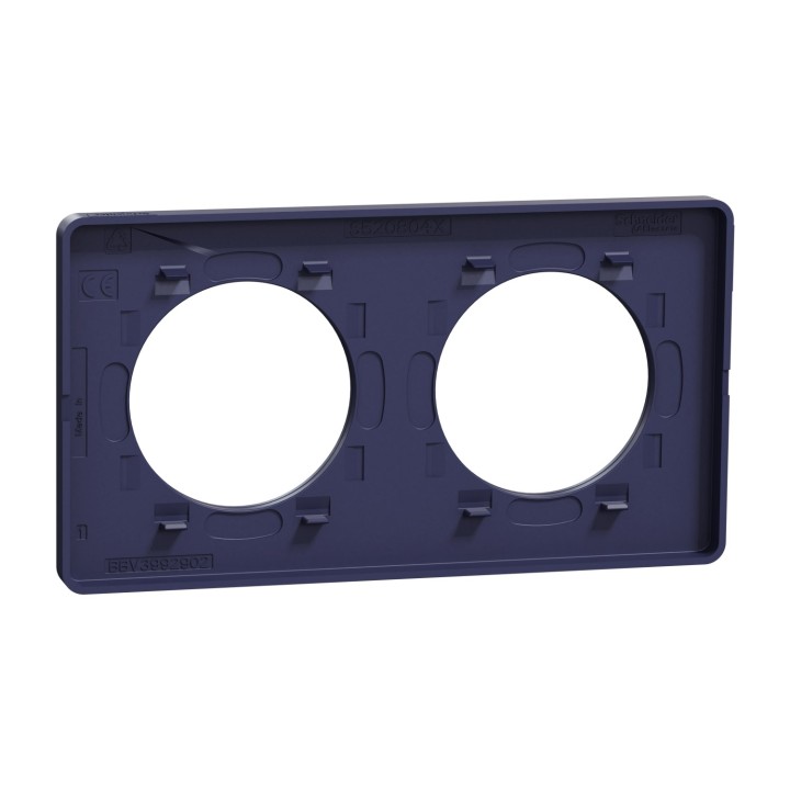 Schneider - Odace Touch - plaque - cobalt 2 postes horiz. ou vert. entraxe 71mm - Réf : S550804
