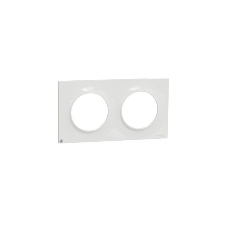 Schneider - Odace Styl - plaque 2 postes horiz./vert. entraxe 71mm - Antibacterien - Réf : S500704