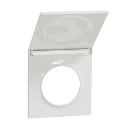 Schneider - Odace Styl - pratic - plaque blanc - avec cache intégré pour prise - 1 poste - Réf : S520752