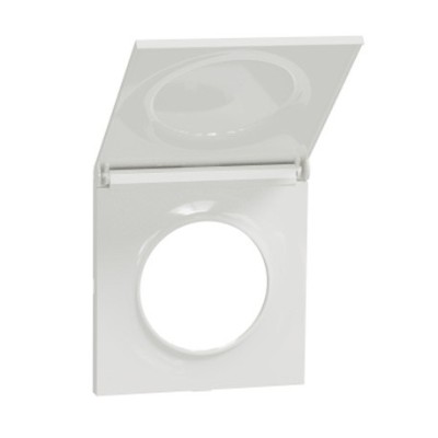 Schneider - Odace Styl - pratic - plaque blanc - avec cache intégré pour prise - 1 poste - Réf : S520752