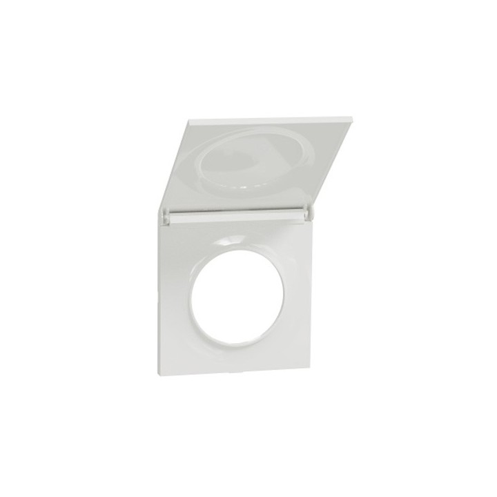 Schneider - Odace Styl - pratic - plaque blanc - avec cache intégré pour prise - 1 poste - Réf : S520752