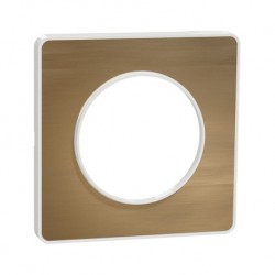 Schneider - Odace Touch - plaque Bronze brossé avec liseré - blanc - 1 poste - Réf : S520802L