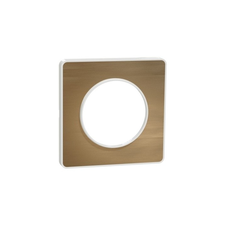 Schneider - Odace Touch - plaque Bronze brossé avec liseré - blanc - 1 poste - Réf : S520802L