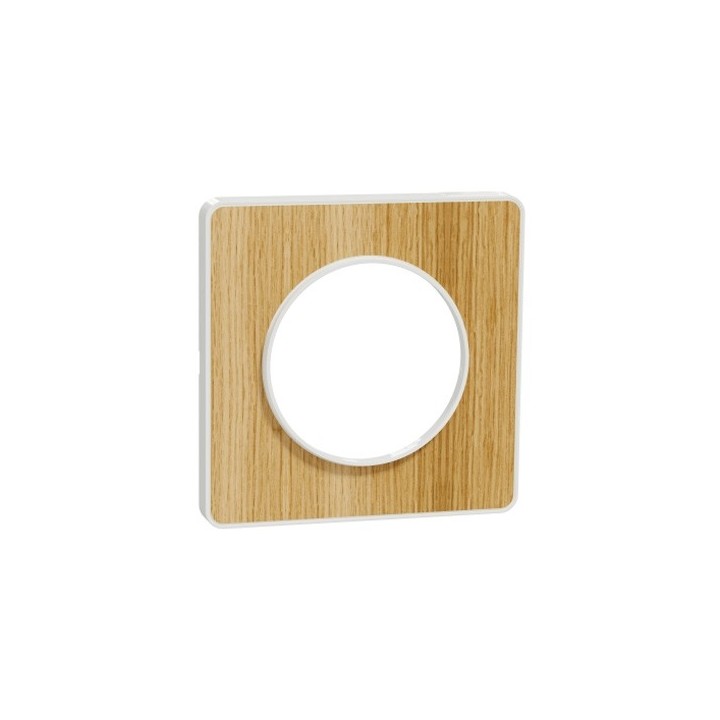 Schneider - Odace Touch - plaque Bois naturel avec liseré - blanc - 1 poste - Réf : S520802N