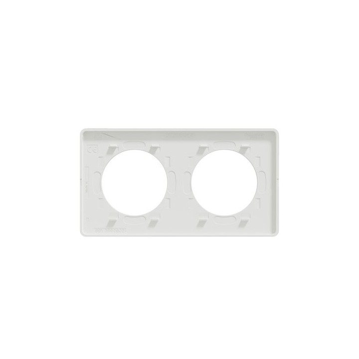 Schneider - Odace Touch - plaque aluminium brossé liseré - blanc 2 postes horiz./vert. 71mm - Réf : S520804J