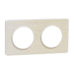 Schneider - Odace Touch - plaque Bois nordique liseré - blanc 2 postes horiz./vert. 71mm - Réf : S520804M