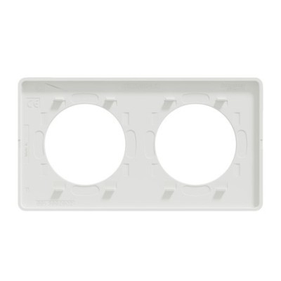 Schneider - Odace Touch - plaque Bois naturel liseré - blanc 2 postes horiz./vert. 71mm - Réf : S520804N