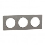 Schneider - Odace Touch - plaque aluminium brossé liseré - blanc 3 postes horiz./vert. 71mm - Réf : S520806J