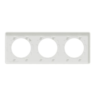 Schneider - Odace Touch - plaque aluminium brossé liseré - blanc 3 postes horiz./vert. 71mm - Réf : S520806J