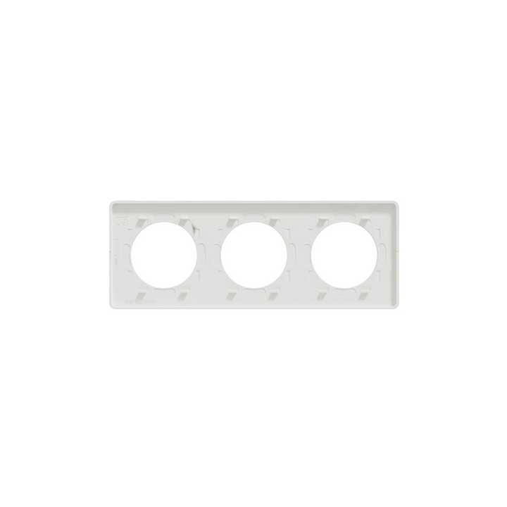Schneider - Odace Touch - plaque aluminium brossé liseré - blanc 3 postes horiz./vert. 71mm - Réf : S520806J