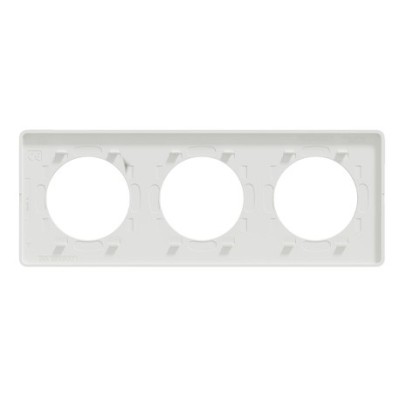 Schneider - Odace Touch - plaque Bronze brossé liseré - blanc 3 postes horiz./vert. 71mm - Réf : S520806L