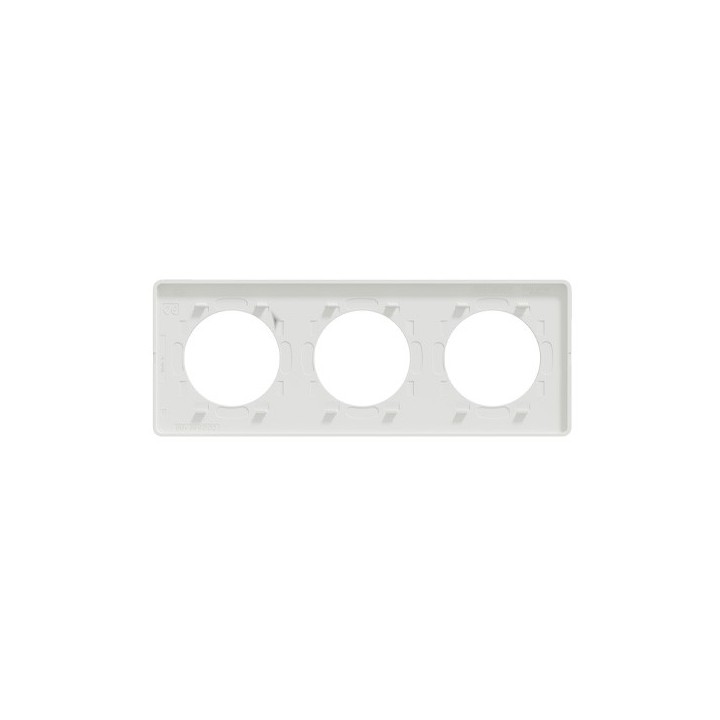 Schneider - Odace Touch - plaque Bronze brossé liseré - blanc 3 postes horiz./vert. 71mm - Réf : S520806L