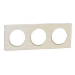 Schneider - Odace Touch - plaque Bois nordique liseré - blanc 3 postes horiz./vert. 71mm - Réf : S520806M