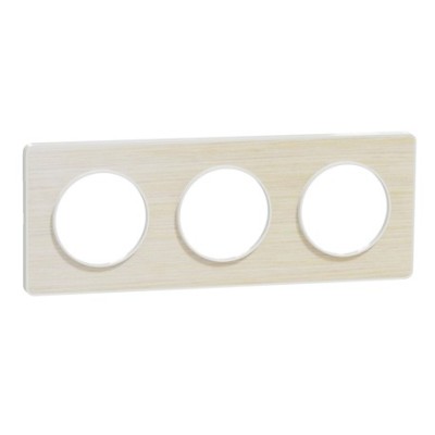 Schneider - Odace Touch - plaque Bois nordique liseré - blanc 3 postes horiz./vert. 71mm - Réf : S520806M