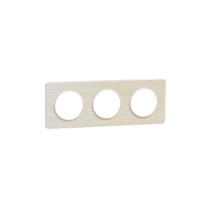 Schneider - Odace Touch - plaque Bois nordique liseré - blanc 3 postes horiz./vert. 71mm - Réf : S520806M