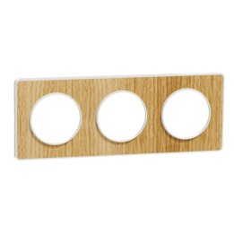 Schneider - Odace Touch - plaque Bois naturel liseré - blanc 3 postes horiz./vert. 71mm - Réf : S520806N