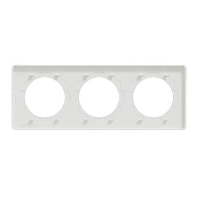 Schneider - Odace Touch - plaque Bois naturel liseré - blanc 3 postes horiz./vert. 71mm - Réf : S520806N