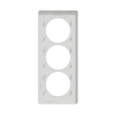 Schneider - Odace Touch - plaque Translucide - blanc - 3 postes verticaux entraxe 57mm - Réf : S520816R