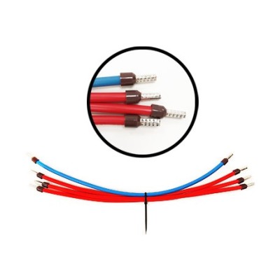 Lot de 4 cordons de repiquage Tetra - 3 phases/1 neutre - section 10 mm² - long : 350mm - pour bornes à vis - Réf : VRHTRI-1