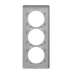 Schneider - Odace Touch - plaque aluminium brossé liseré alu 3 postes verticaux entraxe 57mm - Réf : S530816J