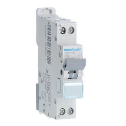 Hager - Disjoncteur 1P+N 6-10kA courbe D - 16A 1 module - A vis - Réf : NGT716