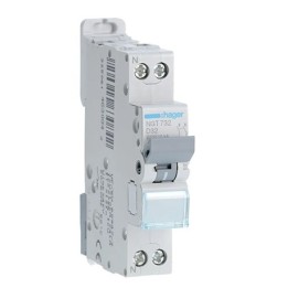 Hager - Disjoncteur 1P+N 6-10kA courbe D - 32A 1 module - A vis - Réf : NGT732