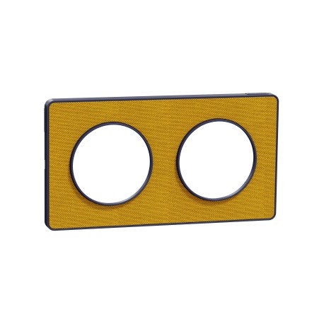 Schneider - Odace Touch - plaque Kvadrat Ocre/Cob 2 postes horiz. ou vert. entraxe 71mm - Réf : S550804KY