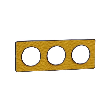 Schneider - Odace Touch - plaque Kvadrat Ocre/Cob 3 postes horiz. ou vert. entraxe 71mm - Réf : S550806KY