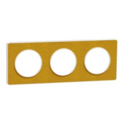 Schneider - Odace Touch - plaque Kvadrat Ocre/ blanc - 3 postes horiz. ou vert. entraxe 71mm - Réf : S520806KY